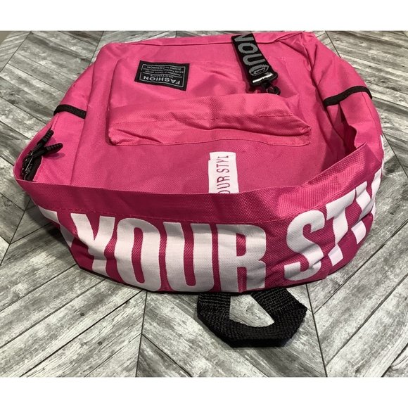 Fashion Instinct Pink Backpack Be Your Instinct 4 Pockets 17" Pink - Picture 4 of 5